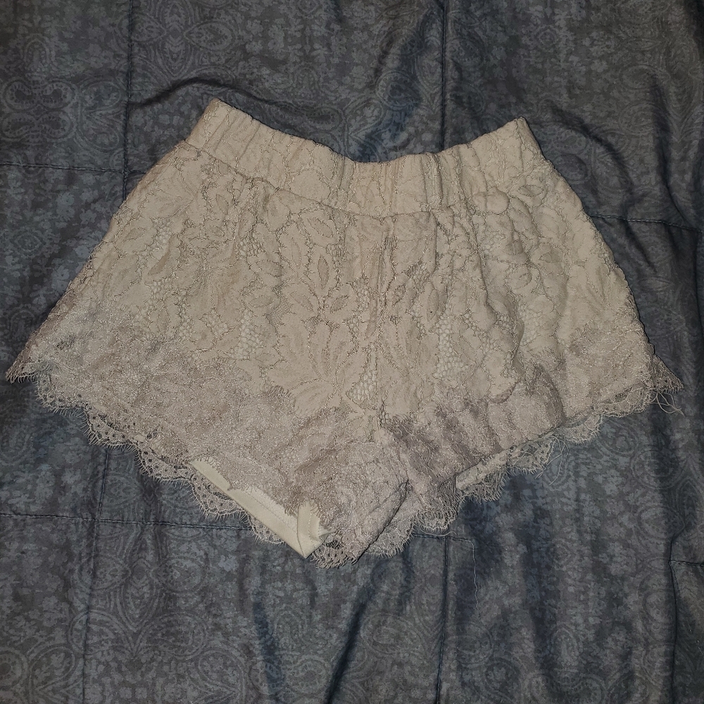 White Floral Shorts